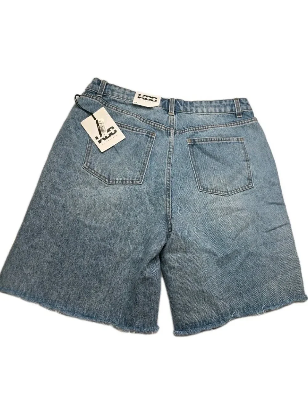 By Kahlana Womens LP Baggy Denim Jorts Light Wash Raw Hem Y2K. WL70